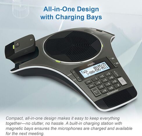 VTech VCS712 ErisStation DECT 6.0 Wireless Conference Phone with Two Wireless Mics Using Orbitlink Wireless Technology, Full-Duplex Speakerphone, Small & Medium Business, up to 24 Hrs. Talk time in Kuwait