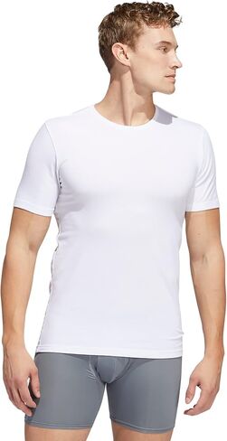 adidas Men's Stretch Cotton Crew Neck Undershirts (2-Pack), White/White, XX-Large in Saudi Arabia
