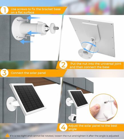 لوحة شمسية 8 واط للكاميرا الدائرية، شاحن لوحة شمسية متوافق مع كاميرا Ring Stick Up Cam/بطارية Pro، بطارية Spotlight Cam/Pro/Plus، تتضمن قابس أسطواني لمحول USB-C، مقاوم للماء IP65، كابل بطول 10 أقدام in Kuwait
