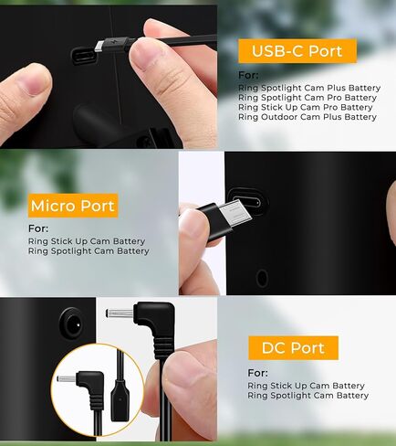 لوحة شمسية 8 واط للكاميرا الدائرية، شاحن لوحة شمسية متوافق مع كاميرا Ring Stick Up Cam/بطارية Pro، بطارية Spotlight Cam/Pro/Plus، تتضمن قابس أسطواني لمحول USB-C، مقاوم للماء IP65، كابل بطول 10 أقدام in Kuwait