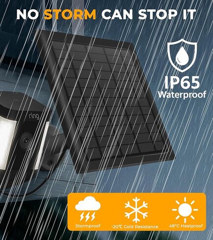 لوحة شمسية 8 واط للكاميرا الدائرية، شاحن لوحة شمسية متوافق مع كاميرا Ring Stick Up Cam/بطارية Pro، بطارية Spotlight Cam/Pro/Plus، تتضمن قابس أسطواني لمحول USB-C، مقاوم للماء IP65، كابل بطول 10 أقدام in Kuwait