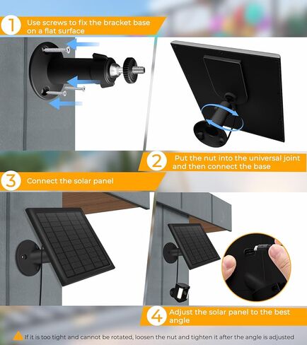 لوحة شمسية 8 واط للكاميرا الدائرية، شاحن لوحة شمسية متوافق مع كاميرا Ring Stick Up Cam/بطارية Pro، بطارية Spotlight Cam/Pro/Plus، تتضمن قابس أسطواني لمحول USB-C، مقاوم للماء IP65، كابل بطول 10 أقدام in Kuwait