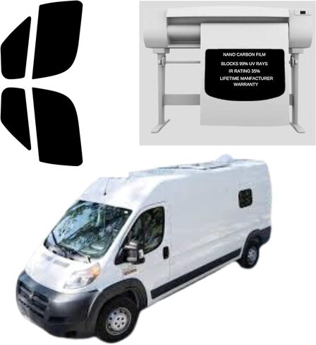 Precut Nano Carbon Professional Window Tint Fits Dodge Promaster 1500, 2500, 3500 1996-2025 Driver and Passenger precut to Factor fit for Maximum Heat Reduction and Privacy (20% Shade) in Saudi Arabia