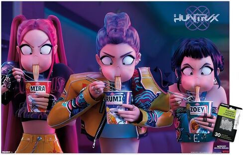 Netflix KPop Demon Hunters (2025) - Huntrix Noodles Wall Poster with Push Pins, 34L" x 22.4W", Poster & Push Pin Bundle in Saudi Arabia