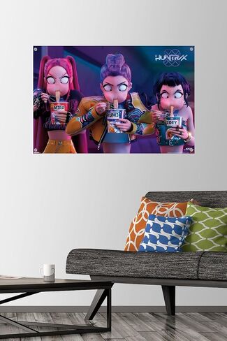 Netflix KPop Demon Hunters (2025) - Huntrix Noodles Wall Poster with Push Pins, 34L" x 22.4W", Poster & Push Pin Bundle in Saudi Arabia