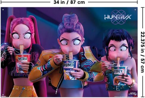Netflix KPop Demon Hunters (2025) - Huntrix Noodles Wall Poster with Push Pins, 34L" x 22.4W", Poster & Push Pin Bundle in Saudi Arabia