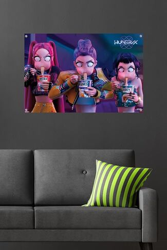 Netflix KPop Demon Hunters (2025) - Huntrix Noodles Wall Poster with Push Pins, 34L" x 22.4W", Poster & Push Pin Bundle in Saudi Arabia