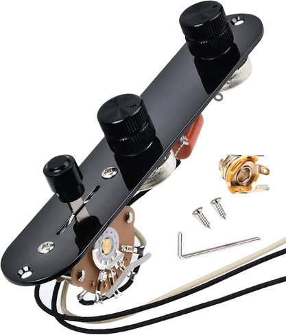 Loaded Guitar Control Plate Pro, Prewired Wiring Harness for Telecaster with Humbucker or Single Coil Pickups, Wired 3-way Blade Switch Alpha 500K Volume Tone Potentiometers Orange Capacitor in Kuwait