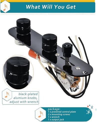 Loaded Guitar Control Plate Pro, Prewired Wiring Harness for Telecaster with Humbucker or Single Coil Pickups, Wired 3-way Blade Switch Alpha 500K Volume Tone Potentiometers Orange Capacitor in Kuwait