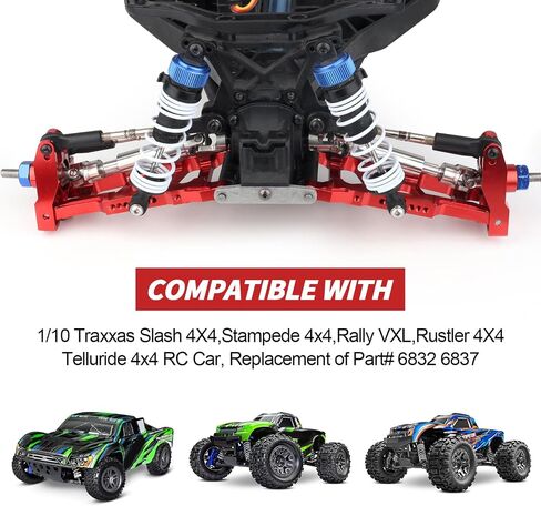 HobbyPark Aluminum Caster Blocks (c-hubs) & Steering Blocks for 1/10 Traxxas Slash 4x4,Upgrade Replacement of 6832 6837 Hop Ups (Red) in Saudi Arabia