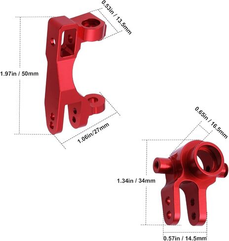 HobbyPark Aluminum Caster Blocks (c-hubs) & Steering Blocks for 1/10 Traxxas Slash 4x4,Upgrade Replacement of 6832 6837 Hop Ups (Red) in Saudi Arabia