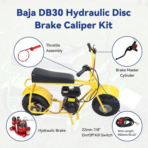 Mini Bike Hydraulic Brake Caliper Kit Compatible with Baja Doodle Bug DB30 Blitz Dirt Bug Racer GMB100 Predator 79cc 97cc 212cc 2.5HP 2.8HP Engine Minibike Parts with Throttle Cable Assembly in Kuwait