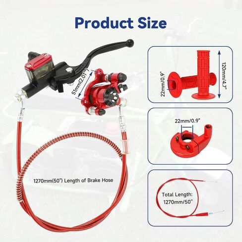 Mini Bike Hydraulic Brake Caliper Kit Compatible with Baja Doodle Bug DB30 Blitz Dirt Bug Racer GMB100 Predator 79cc 97cc 212cc 2.5HP 2.8HP Engine Minibike Parts with Throttle Cable Assembly in Kuwait