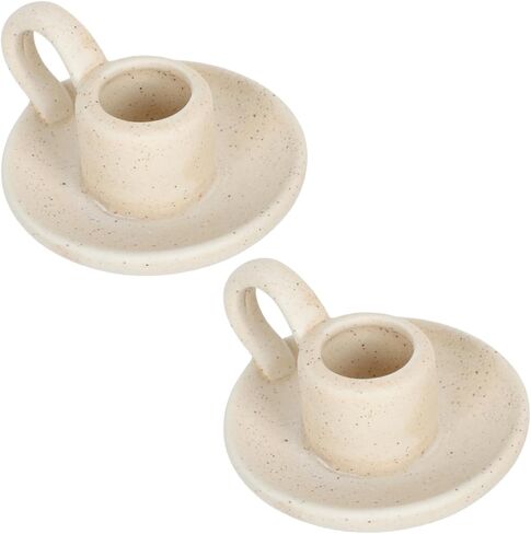 Cabilock 2Pcs Ceramic Candleholder Unique Cup Design Style Candlestick Holders for Home Decor Cozy Atmosphere Enhancer for Desktop Decoration in Saudi Arabia