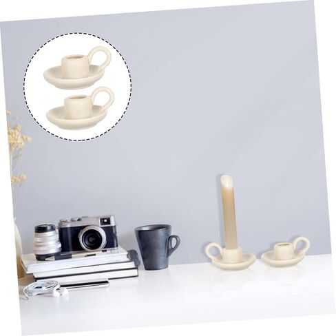 Cabilock 2Pcs Ceramic Candleholder Unique Cup Design Style Candlestick Holders for Home Decor Cozy Atmosphere Enhancer for Desktop Decoration in Saudi Arabia