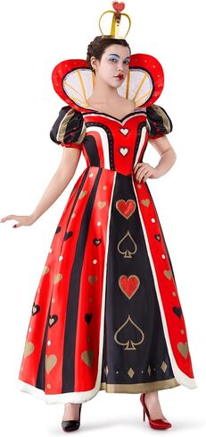 Spooktacular Creations Halloween Red Queen Costume Women, Red Heart Queen Fairytale Fancy Dress for Cosplay Themed Parties in Saudi Arabia