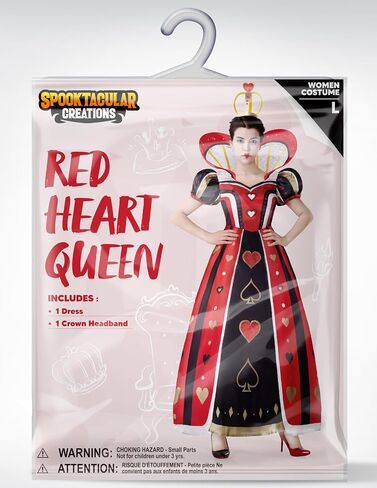 Spooktacular Creations Halloween Red Queen Costume Women, Red Heart Queen Fairytale Fancy Dress for Cosplay Themed Parties in Saudi Arabia