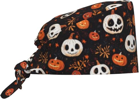 Halloween Working Cap, Scrub Cap with Sweatband, Adjustable Tie Back Hat Breathable Headgear for Women/Men in Saudi Arabia