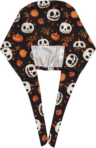 Halloween Working Cap, Scrub Cap with Sweatband, Adjustable Tie Back Hat Breathable Headgear for Women/Men in Saudi Arabia