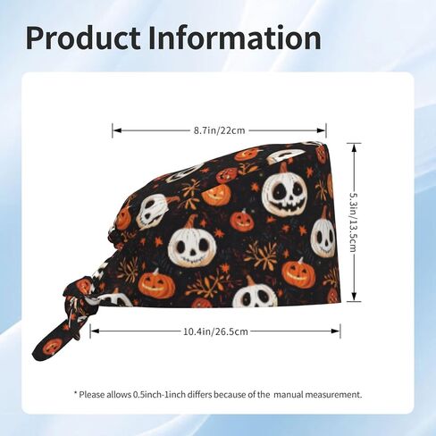 Halloween Working Cap, Scrub Cap with Sweatband, Adjustable Tie Back Hat Breathable Headgear for Women/Men in Saudi Arabia