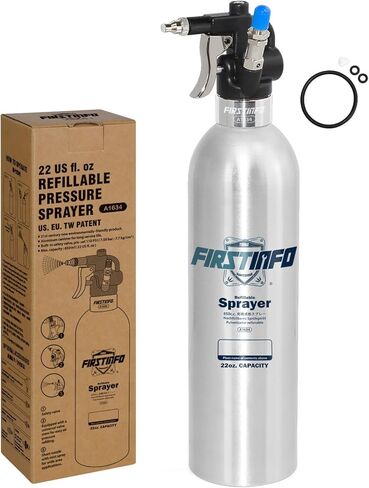 FIRSTINFO A1635 Patented Max. Pressure 110 psi 650ml Aluminum Canister Aerosol Refillable Fluid Storage Spray Can/Pneumatic Compressed Air Sprayer in Kuwait