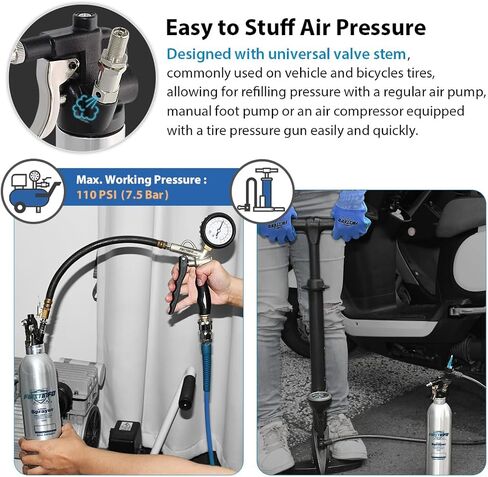 FIRSTINFO A1635 Patented Max. Pressure 110 psi 650ml Aluminum Canister Aerosol Refillable Fluid Storage Spray Can/Pneumatic Compressed Air Sprayer in Kuwait