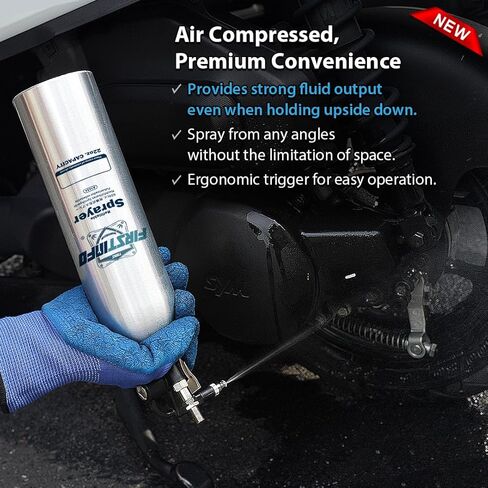 FIRSTINFO A1635 Patented Max. Pressure 110 psi 650ml Aluminum Canister Aerosol Refillable Fluid Storage Spray Can/Pneumatic Compressed Air Sprayer in Kuwait