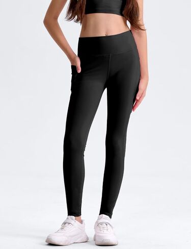 3 Pack Girls' Leggings with Pockets, Ankle Length Athletic Yoga Pants for Kids Clothes in Kuwait