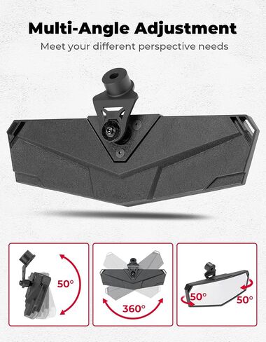 KEMIMOTO Rear View Mirror Compatible with CFMOTO UFORCE U10 Pro/Pro XL 2025, Multi-Angle Adjustment, Features Stable Top Mounting No Vibration Accessories in Saudi Arabia