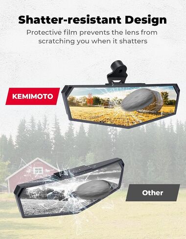 KEMIMOTO Rear View Mirror Compatible with CFMOTO UFORCE U10 Pro/Pro XL 2025, Multi-Angle Adjustment, Features Stable Top Mounting No Vibration Accessories in Saudi Arabia