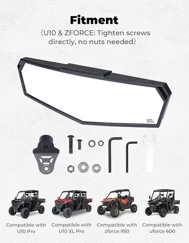 KEMIMOTO Rear View Mirror Compatible with CFMOTO UFORCE U10 Pro/Pro XL 2025, Multi-Angle Adjustment, Features Stable Top Mounting No Vibration Accessories in Saudi Arabia