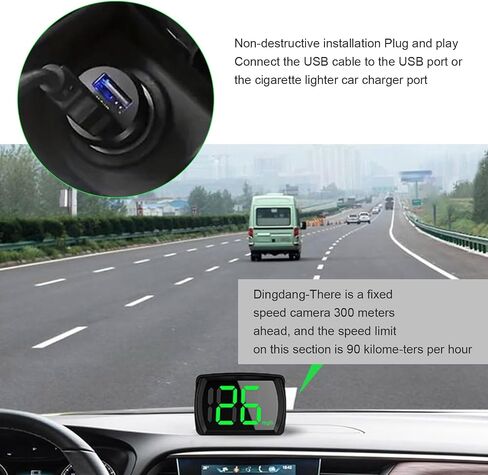 Downhill 1 PC GPS Speedometer HUD Display, Y03 Head Up Speed Digital Screen, USB Plug-in Daytime Speedometer Charger, Universal for Most Cars, Trucks, SUVs (Black) in Saudi Arabia