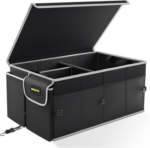MIKKUPPA Car Trunk Organizer - Collapsible Car Organizer Sturdy Trunk Storage Organizers with Non Slip Bottom, Car Organization for SUV Auto Sedan Truck Van (Black) in Saudi Arabia