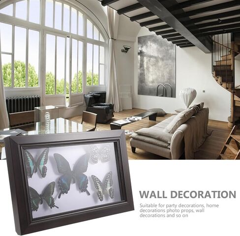Home Decor Wooden Shadow Box with Butterfly Butterfly Specimen Display Box Framed Wall Art Decoration for Bedroom Living Room Picture Frames in Saudi Arabia