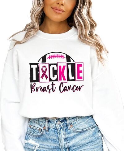 سويت شيرت Olive Loves Apple Tackle لسرطان الثدي للنساء والمراهقين والأطفال، سترة يومية للعبة كرة القدم بشريط وردي in Saudi Arabia