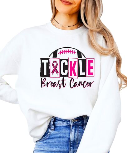 سويت شيرت Olive Loves Apple Tackle لسرطان الثدي للنساء والمراهقين والأطفال، سترة يومية للعبة كرة القدم بشريط وردي in Saudi Arabia