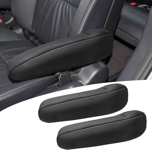 1 Pair Front Seat Arm Rest Cover Leather Armrest Protector Universal Seat Arm Rest Cover for Car, SUV, Truck and Van Black in Saudi Arabia