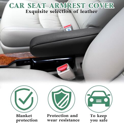 1 Pair Front Seat Arm Rest Cover Leather Armrest Protector Universal Seat Arm Rest Cover for Car, SUV, Truck and Van Black in Saudi Arabia