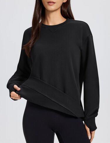MAGCOMSEN Women's Oversized Sweatshirts Fleece Crewneck Shirts Long Sleeve Winter Casual Tops with Thumb Hole in Saudi Arabia