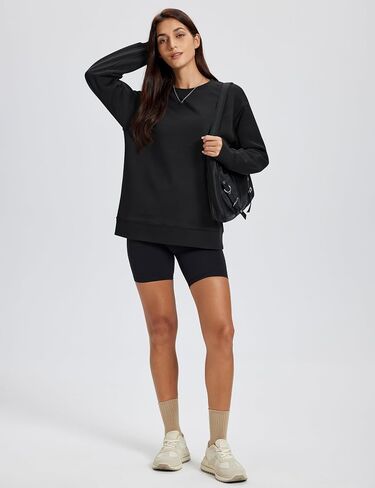 MAGCOMSEN Women's Oversized Sweatshirts Fleece Crewneck Shirts Long Sleeve Winter Casual Tops with Thumb Hole in Saudi Arabia