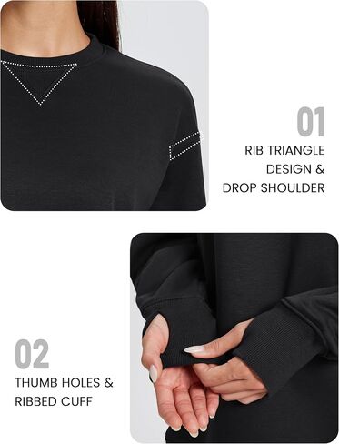MAGCOMSEN Women's Oversized Sweatshirts Fleece Crewneck Shirts Long Sleeve Winter Casual Tops with Thumb Hole in Saudi Arabia