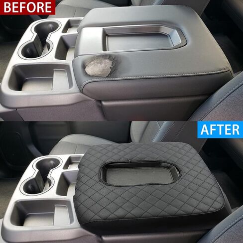 Center Console Armrest Cover for Chevy Silverado/GMC Sierra Accessories 2019-2024 2025 Arm Rest Box Leather Protective Case Middle Console Lid Cushion Pad Only for Jump Seat (Red Stitches) in Saudi Arabia