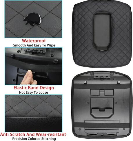 Center Console Armrest Cover for Chevy Silverado/GMC Sierra Accessories 2019-2024 2025 Arm Rest Box Leather Protective Case Middle Console Lid Cushion Pad Only for Jump Seat (Red Stitches) in Saudi Arabia