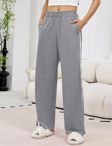 LOMON Womens Tear Away Pants Sides Full Open Sweatpants Double Slider Zip Off Post Surgery Pant with Pockets in Saudi Arabia