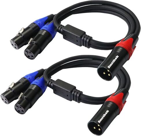 XLR Splitter Cable,Dual Female XLR to Male XLR Y Cable (XLR Splitter 3 Pin 2 Female to 1 Male),Balanced Microphone Splitter Cord Audio Adaptor - 1.6ft /0.5m in Saudi Arabia
