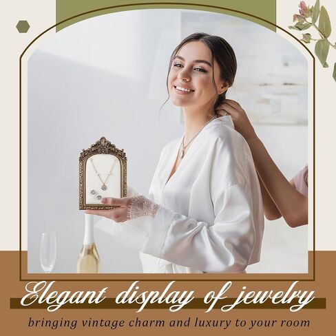 2 قطعة ديكور عتيق ذهبي صغير متضمن مقاس 7.5 بوصة × 4.5 بوصة إطار عرض مجوهرات ذهبي عتيق مقاس 10 بوصة × 7 بوصة مرآة مكياج من الراتنج العتيق للبائعين لتزيين الحائط على سطح الطاولة in Saudi Arabia