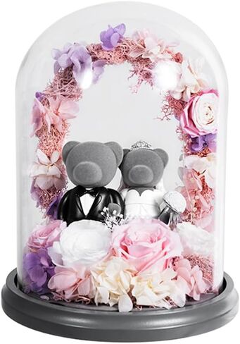 هدايا عيد ميلاد للنساء، هدايا زهور عيد الحب للأمهات للزوجة، هدايا زهور الورد إلى الأبد لها، هدايا زهور الدب الوردي لصديقتك، وردة في قبة زجاجية للجدة in Kuwait