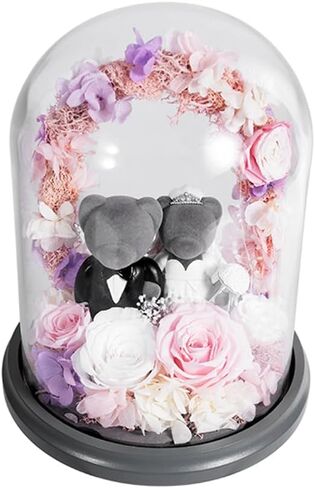 هدايا عيد ميلاد للنساء، هدايا زهور عيد الحب للأمهات للزوجة، هدايا زهور الورد إلى الأبد لها، هدايا زهور الدب الوردي لصديقتك، وردة في قبة زجاجية للجدة in Kuwait