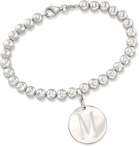 Ross-Simons Italian 6mm Sterling Silver Bead Bracelet With Personalized Disc Charm in Saudi Arabia