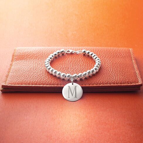 Ross-Simons Italian 6mm Sterling Silver Bead Bracelet With Personalized Disc Charm in Saudi Arabia